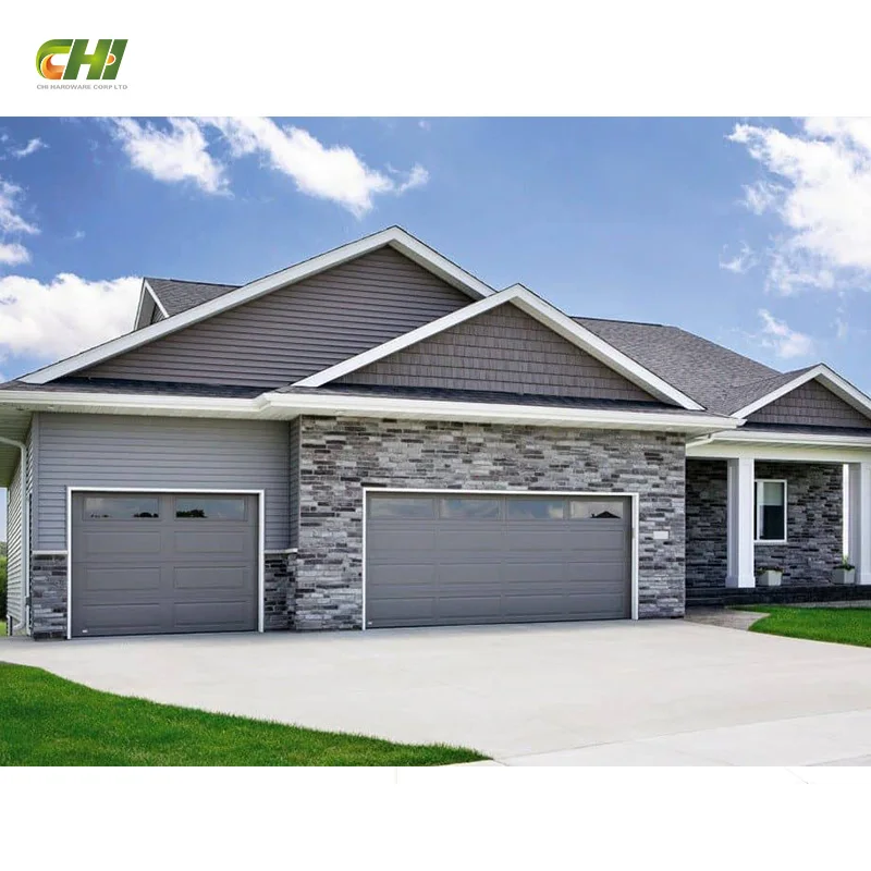CHI Modern Design 16x8 Aluminum Alloy Sectional Folding Garage Door Automatic PU Foam Sandwich Panel Garage Door