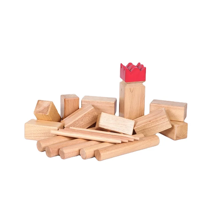 
High Quality Durable Using Various Funny Unfinished Rubber Wood Kubb Game 