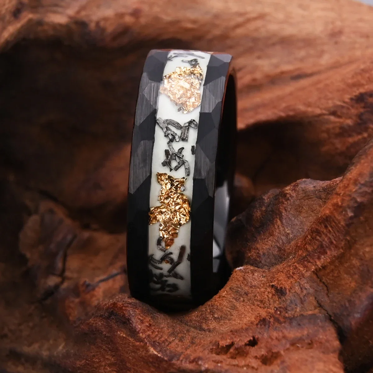 8mm Tungsten Carbide Glow in the Dark Ring Black Plated Fashion Jewelry Luminous Ring Glow in the Dark