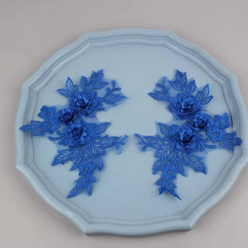 Diy Garment Accessories Costume Sewing 3D Flower Motif Applique Patch Mesh Organza Embroidery Textile Sewing Costume Floral Lace