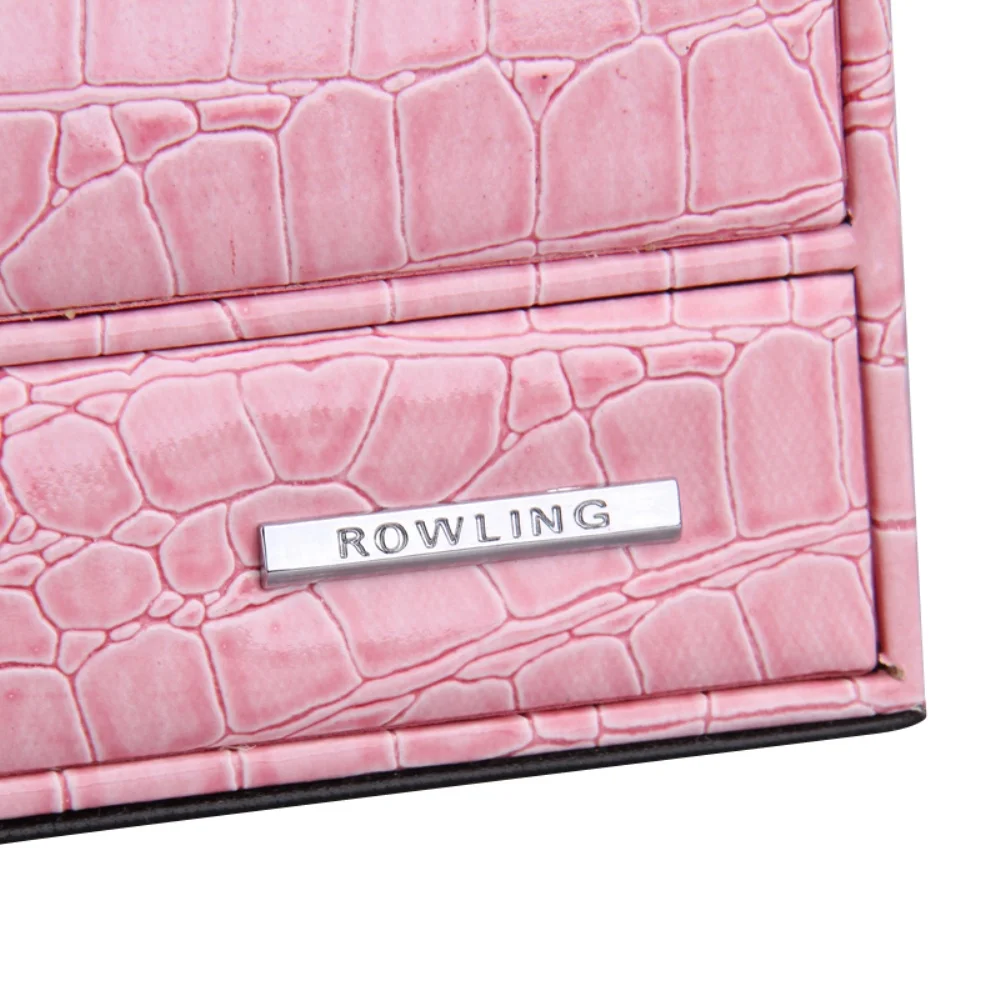 Wholesale Custom Logo Large Capacity Crocodile Print Pink Crocodile Print Faux Leather, multi-drawer jewellery storage box
