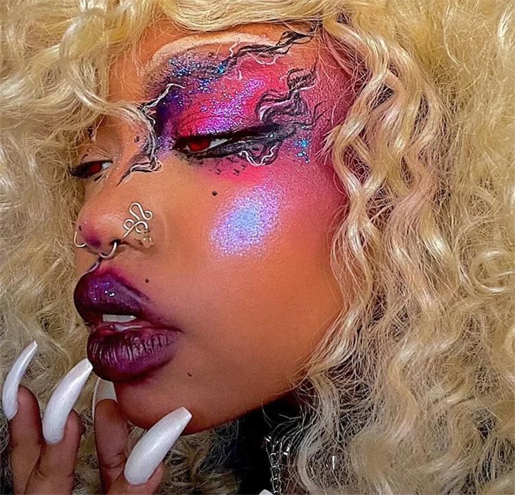 Sparkling Girls Biodegradable Light Blue Platinum Lip Gel Glitter Chunky Reflective UV Body Chameleon Glitter Gel for Kids Hair