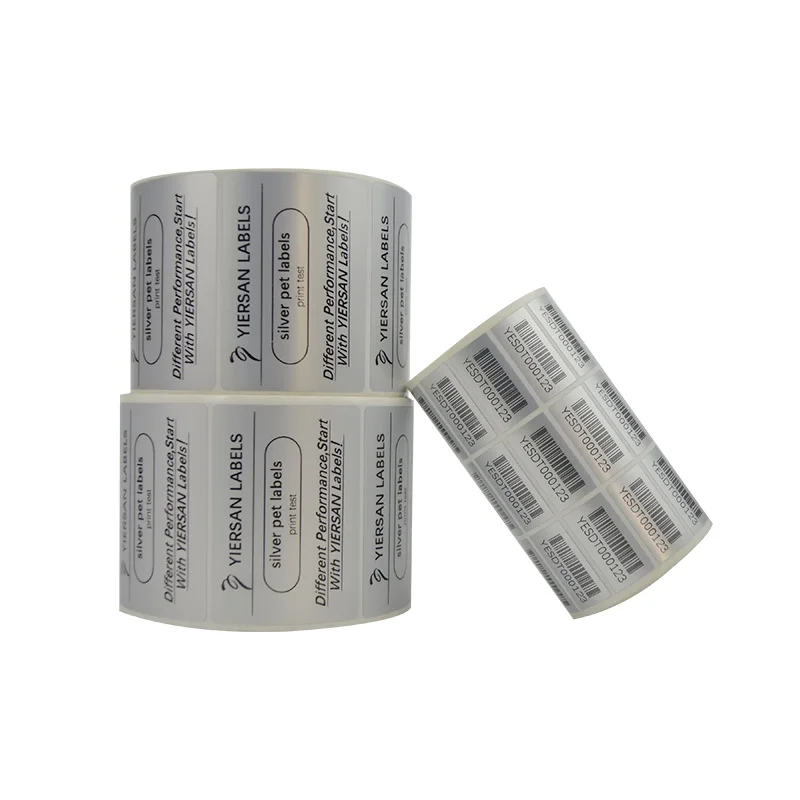 Custom Waterproof Heat Resistant Sticker Matte Silver Polyester Thermal Transfer Label