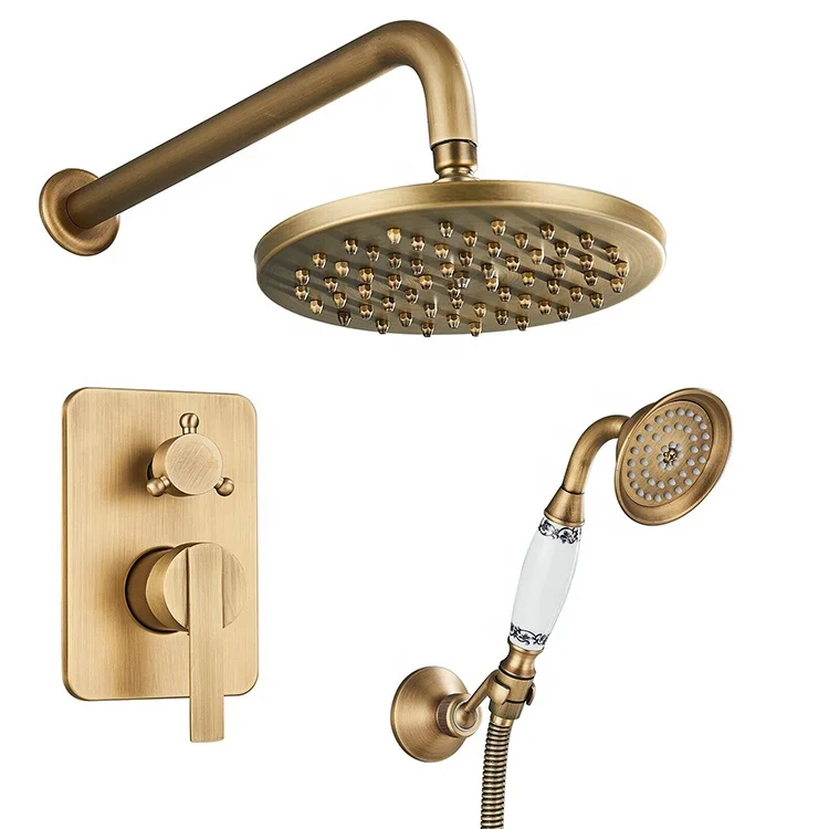 Antique Brass Concealed Shower System Bronze Shower Mixer Faucet