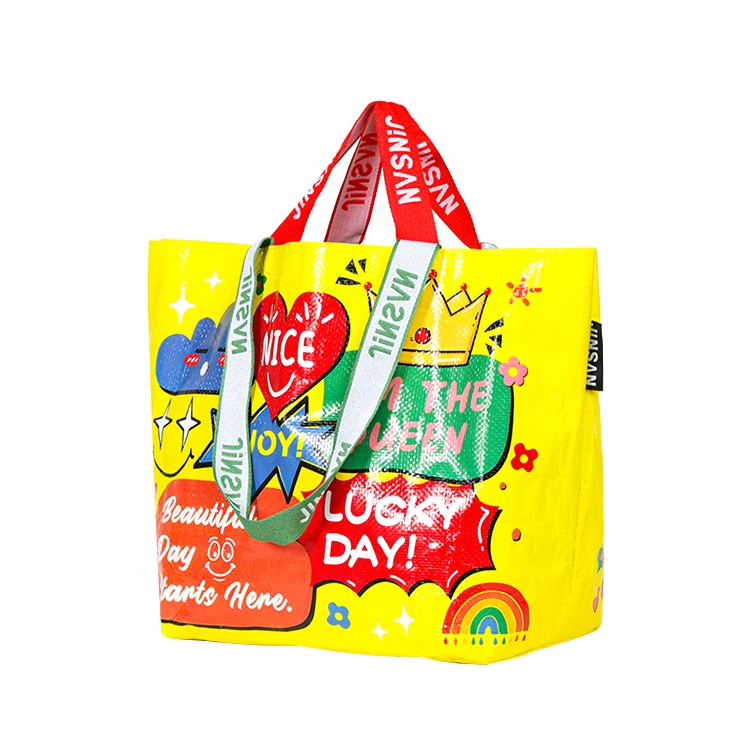 Hot Sale Custom Printed Recycle Reusable Pp Laminated Non Woven Tote Shopping Bags Fashion Woven Shopping Bag