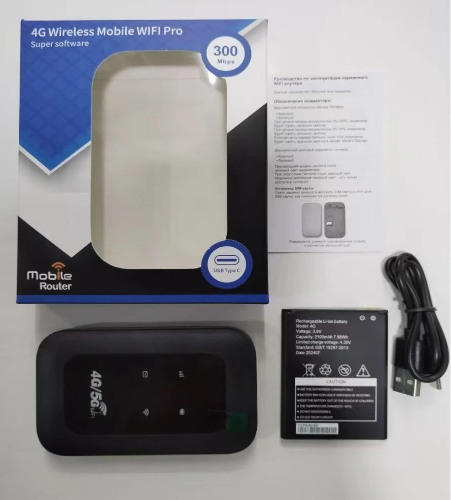 PIX-LINK Micro SIM Card Slot, 300Mbps High Speed 8 Users 2100mAh Battery Portable 4G WiFi Router for Laptop Phone Computer