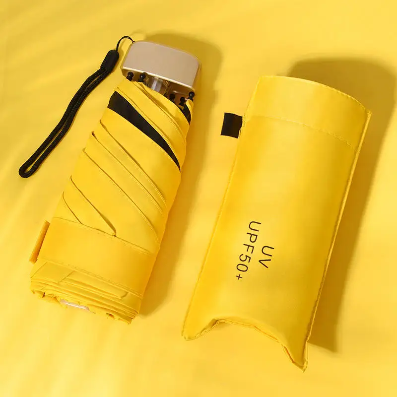 TX825 Custom Logo Pocket Five-Fold Cute Umbrella Mini Sunscreen Anti-UV Folding Golf Umbrella Manual Control for Adults Travel