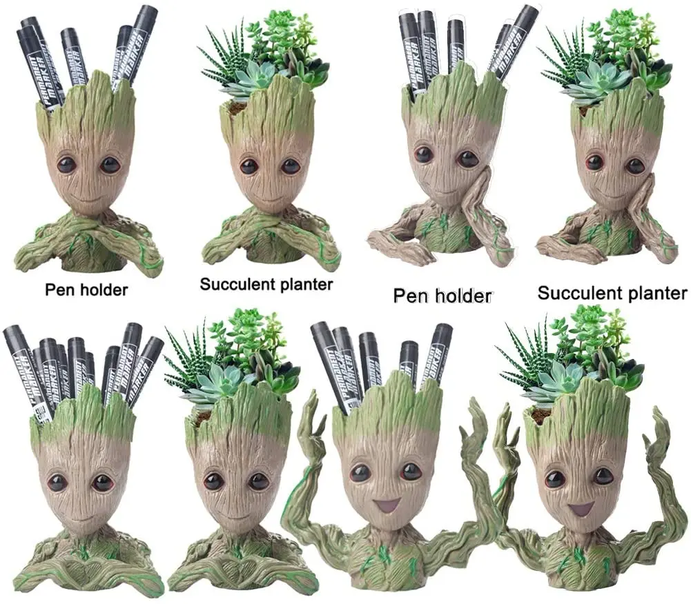 
Vlovelife 1pcs Action Figure The Groot Flower Pot Baby Groot Flowerpot Treeman Succulent Planter Pots Pen Holder 