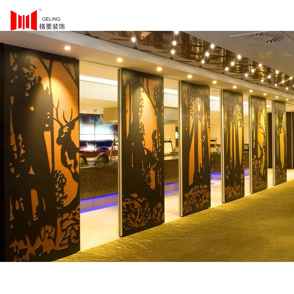 Modern commercial interior portable foldable sound proof hanging movable partition wall for hotel or office