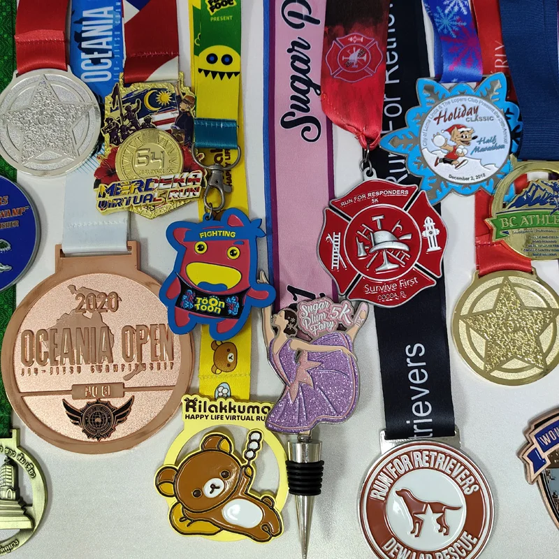 Souvenir Medal High Quality Custom Zinc Alloy Metal with Ribbon Sports Medal Folk Art Souvenir Gift Customized Size Round OEM