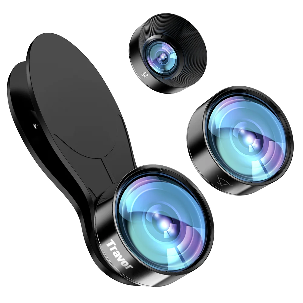 Travor 2 in 1 hd mobile cell phone cellphone camera lens kit smart phone wide angle macro lens set lenses for mobile smartphone