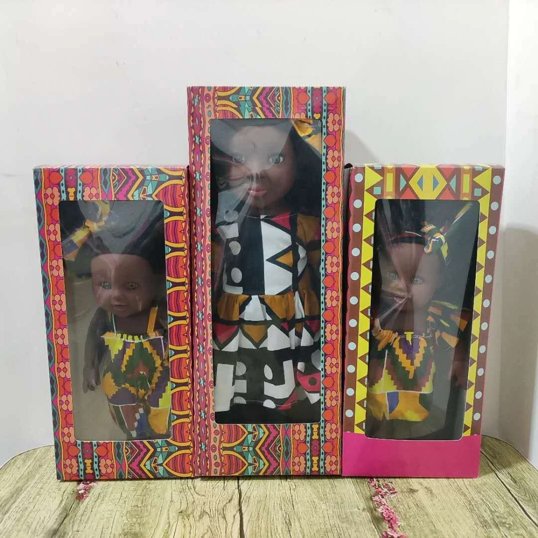 
African wax print 12 inch 18 inch doll packaging window color paper box 