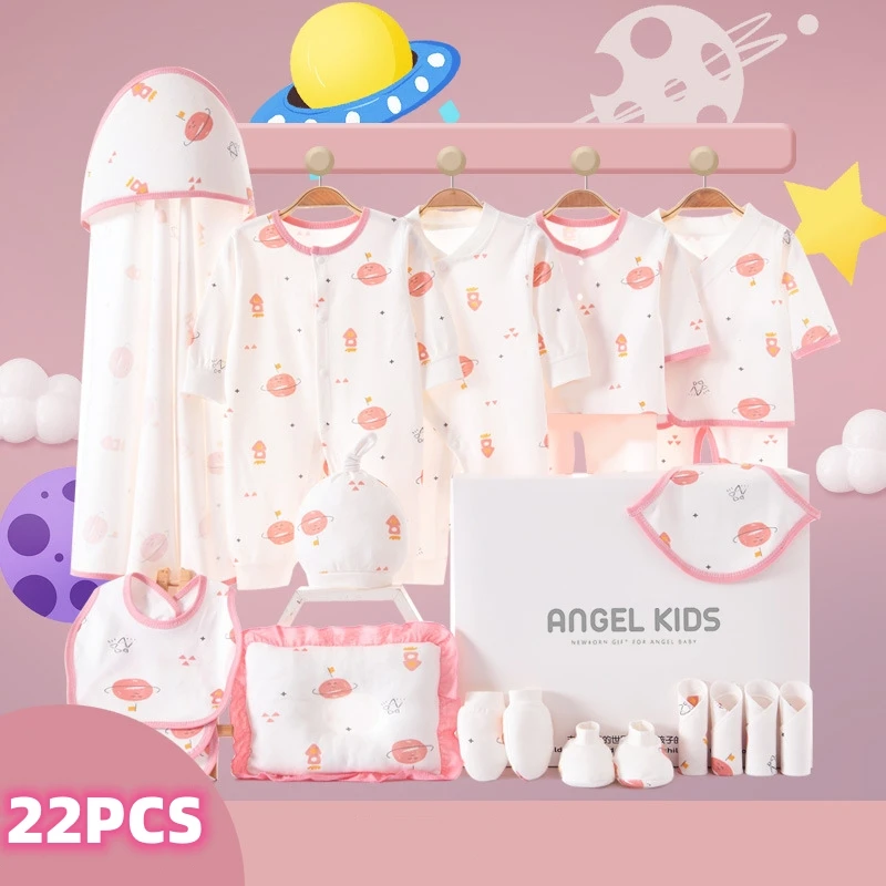 18 To 24 Pcs Newborn 100 Cotton Jumpsuit Romper Gift Box Kit First Laying Set Baby Clothes Baby Boy Clothes 0-3 Months