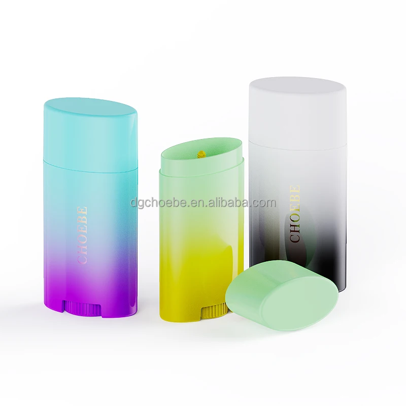 Mono Plastic Pp Empty Oval Flat Deodorant Container Stick 50g 70g Twist Tube For Solid Sunscreen Lotion Bar Cosmetic Packaging