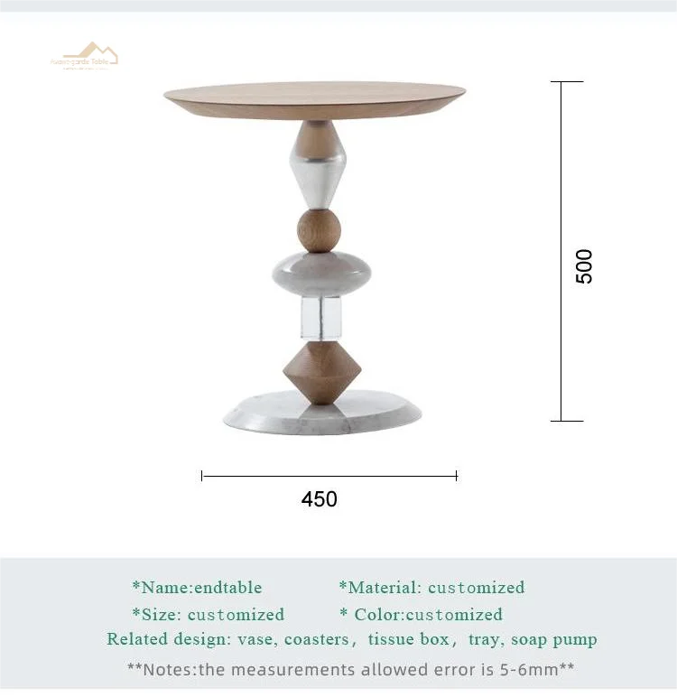 mixed style wood marble acrylic side tables  modern round coffee tea table  corner tables