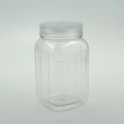 25oz square plastic candy storage jar with/without handle and screw lid