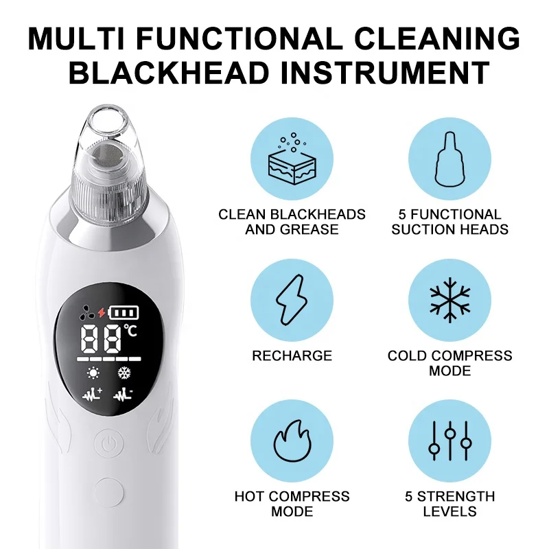 Portable 5 Head Pore Cleanser Vacuum Electric Suction Facial Acne Remover Extractor Tool Kit Vacuum Blackhead Remover