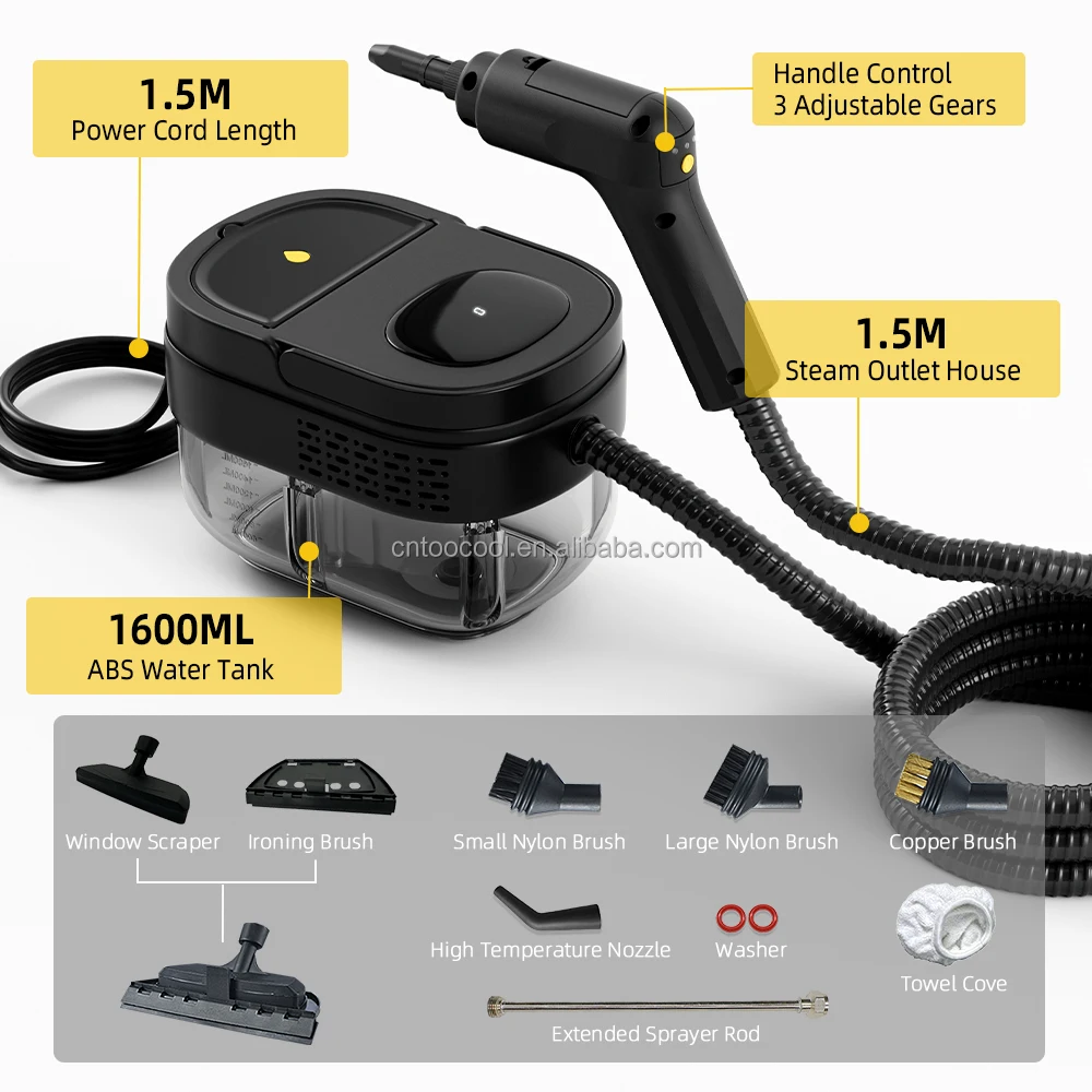 Steam Cleaner High Pressure Steam Cleaner 2500W Handheld High Temperature for Home Kitchen Car 3.0Bar 1.2L Steam Cleaner