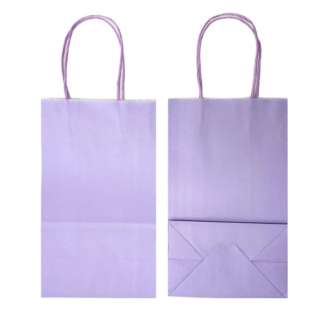 Custom Business Gift Birthday Wedding Shopping Biodegradable Square Bottom Purple Lavender Paper Bag