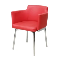 Nordic cushioned dining chair with metal legs steel and leather dining chair