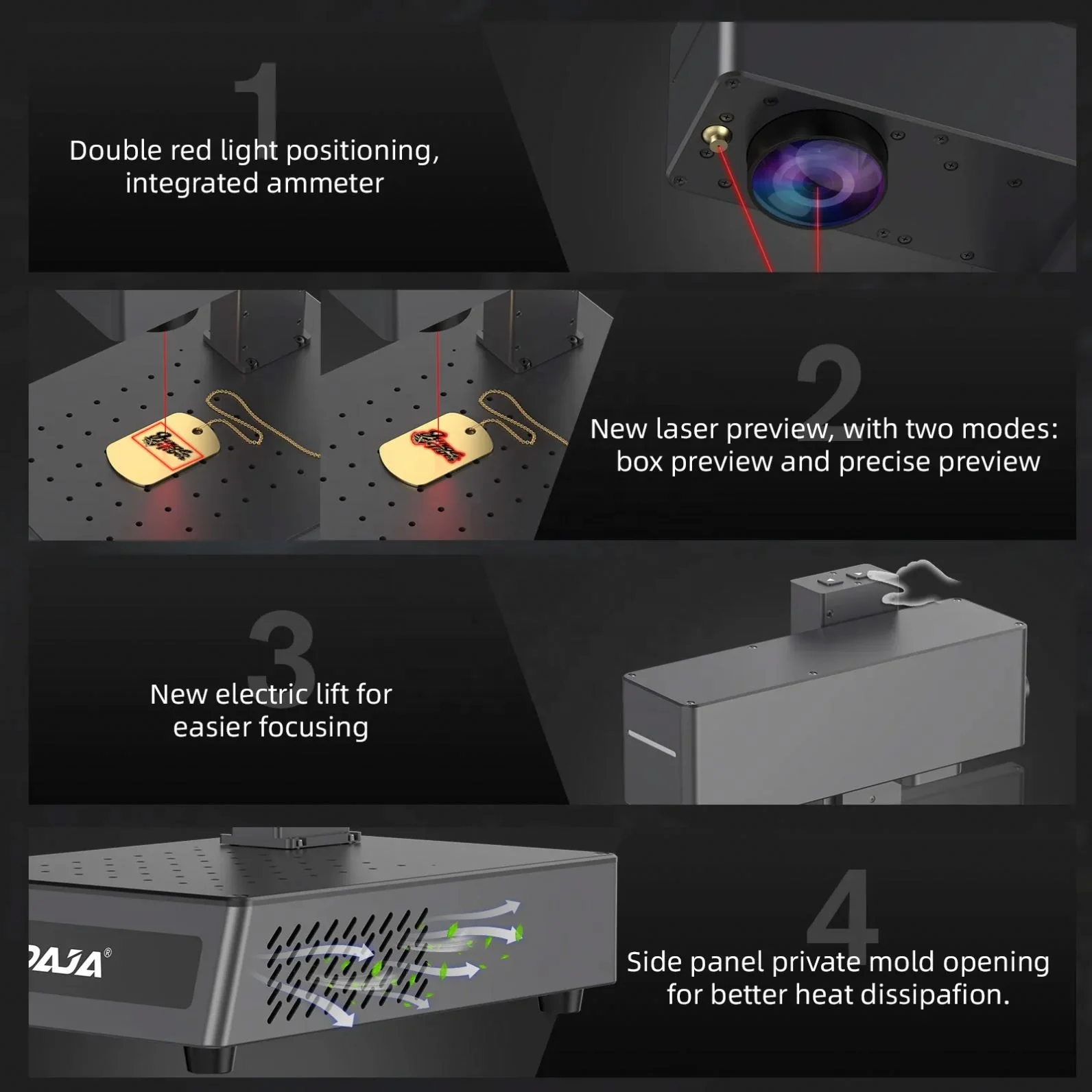 Laser Engraving Machine for Multi-Surface Applications Including Marking on Wood Plastic and Metal Materials