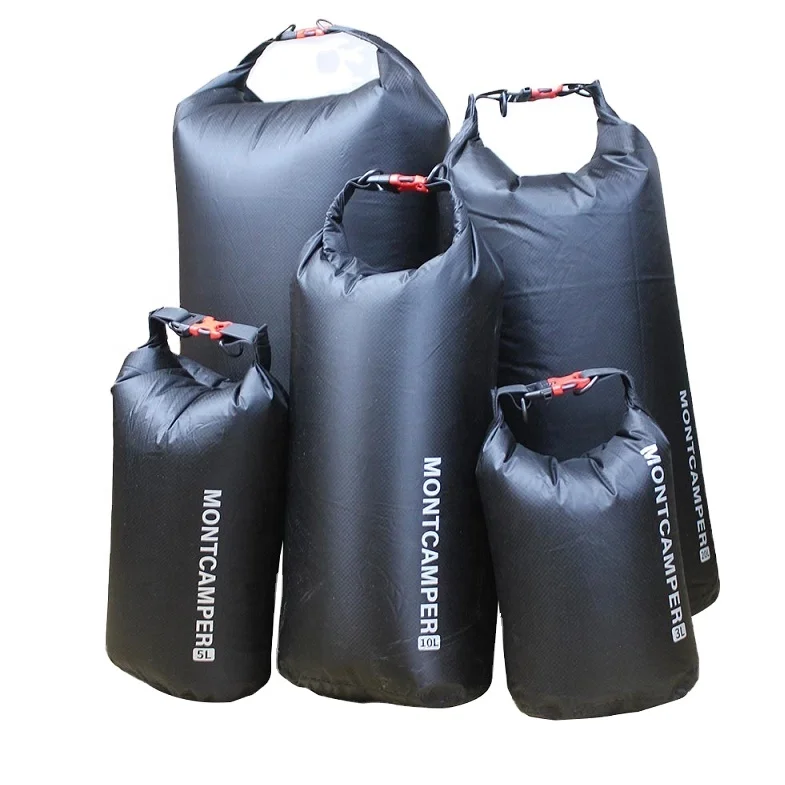 Factory direct sale N66 nylon ultralight waterproof dry bag for outdoor sports 5L black custom drybag stuff sack lightweight