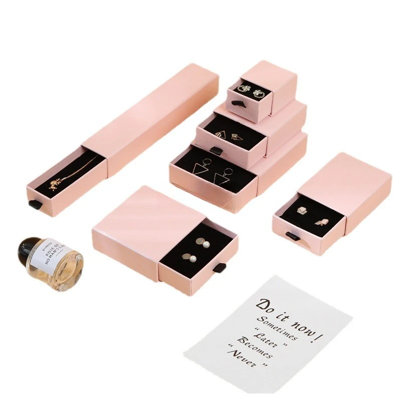 Kraft Paper Drawer Jewelry Packaging Box Greeting Card Necklace Bracelet Gift Package Case Boxes Custom With Logo