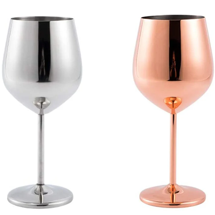 500ml Drinking Goblet Glass Stainless Steel Colored mercury Red Wine Glasses