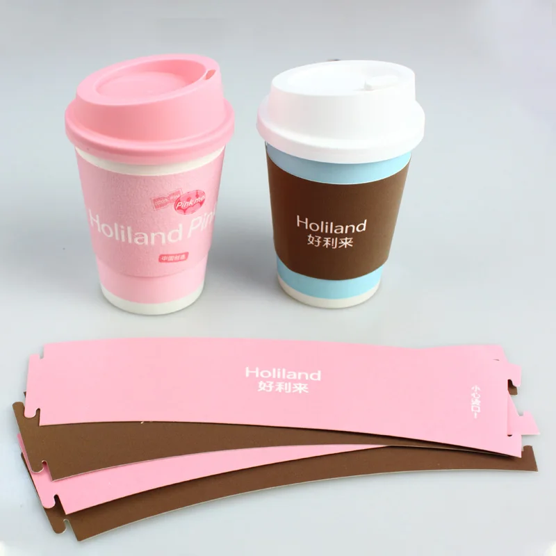 Custom Paper Coffee Cup Sleeves Foaming  cup cover  for 12oz 16oz 20oz 22oz milk tea coffee cup  non-slip heat insulation