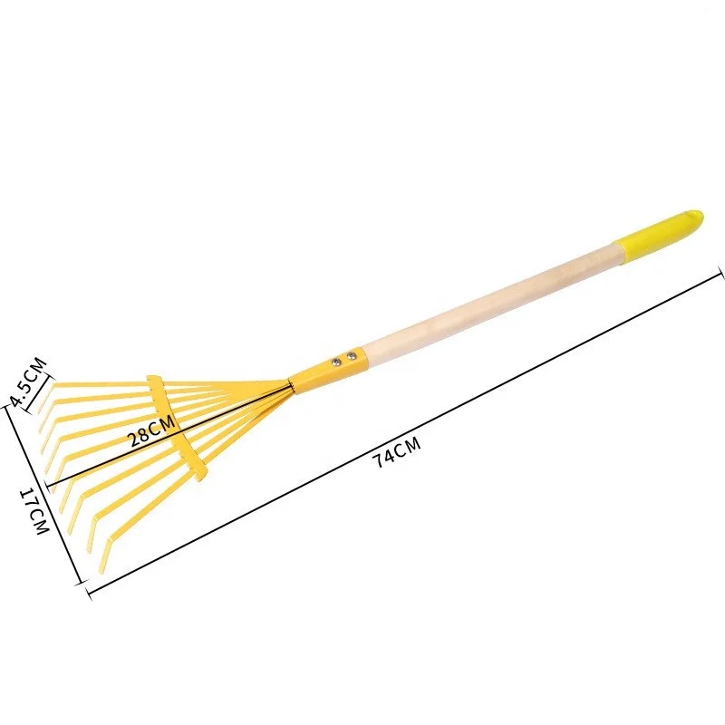 4pcs Kids Garden Tool Set - Multicolored Kids Gardening Tools Wooden Handle and Metal Head - Rake, Spade, Hoe, Leaf Rake for Kid