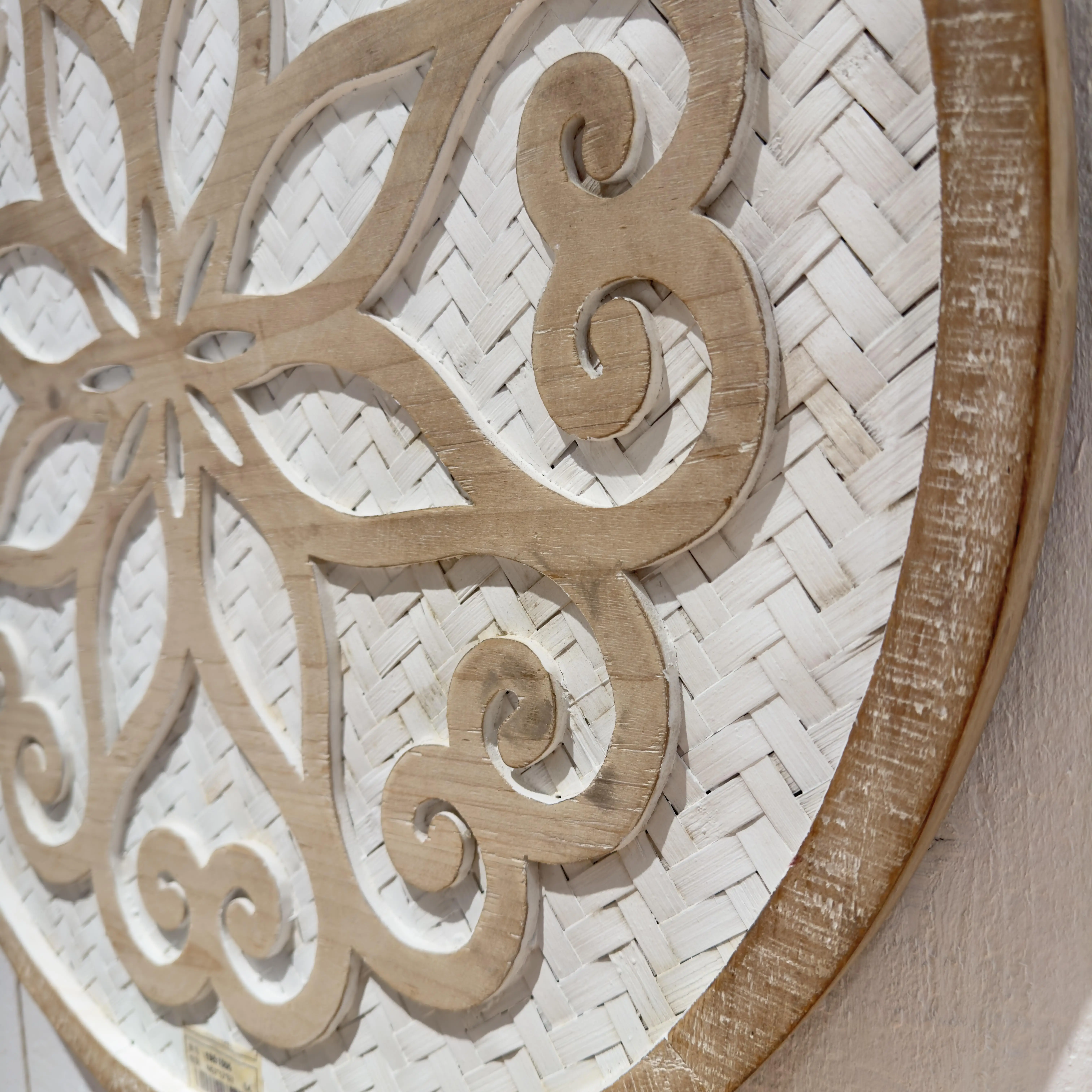 Modern Wall Art Home Decor Round Wooden Frame Bamboo Rattan Wall Decor Weave Pattern Wall Decor For Living Room