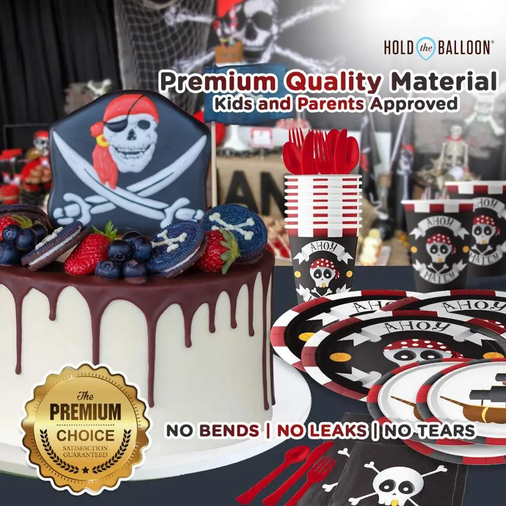 PARTYCOOL Kids Birthday Party Supplies pirate tableware set for pirate themed birthday party decor