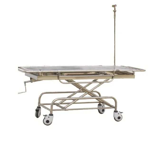Stainless Steel Wheeled Stretcher With Two Big And Small