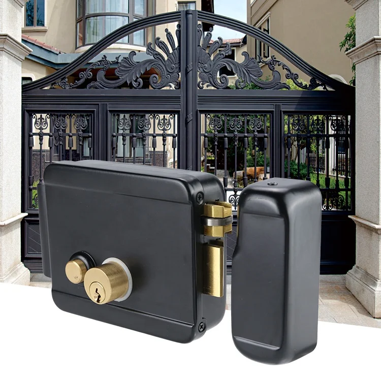 Popular Product 12V DC Electric Door Lock Spray Painting Black Electric Rim Lock