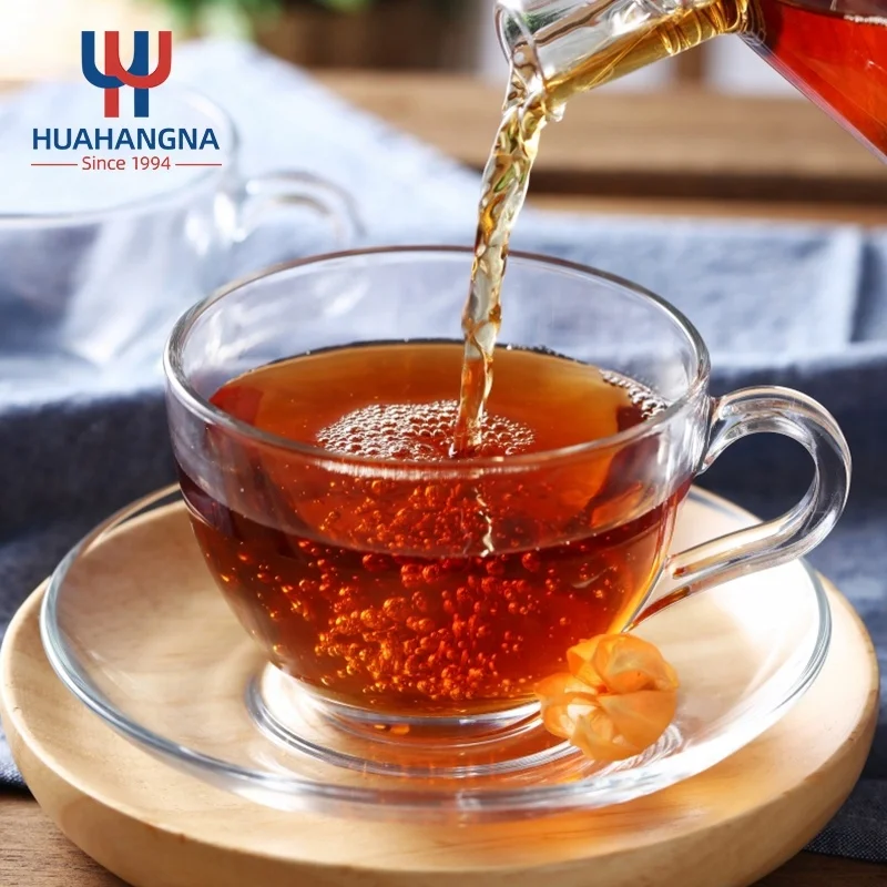 210ml 7oz Premium Customized Logo Lightweight Durable Clear Glass Tea Cups and Saucers Sets of 6 for Hot Latte Beverages