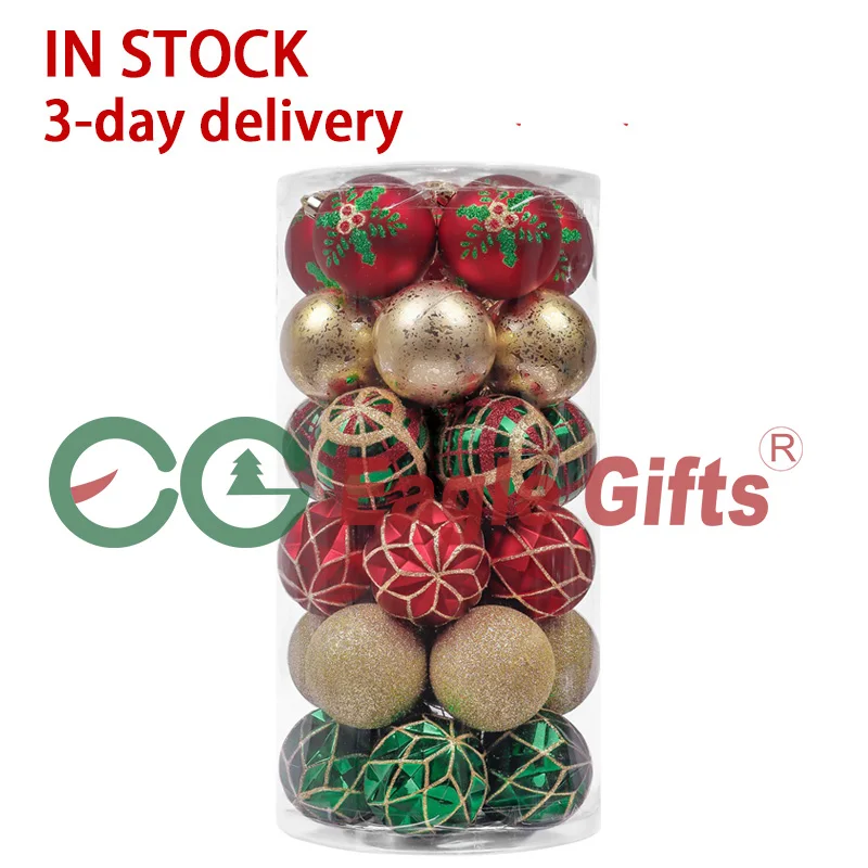 EAGLEGIFTS Christmas 2024 Novel Products Bauble Gift Set Christmas Goods Premium Red Green Gold Christmas Tree Decorations Balls