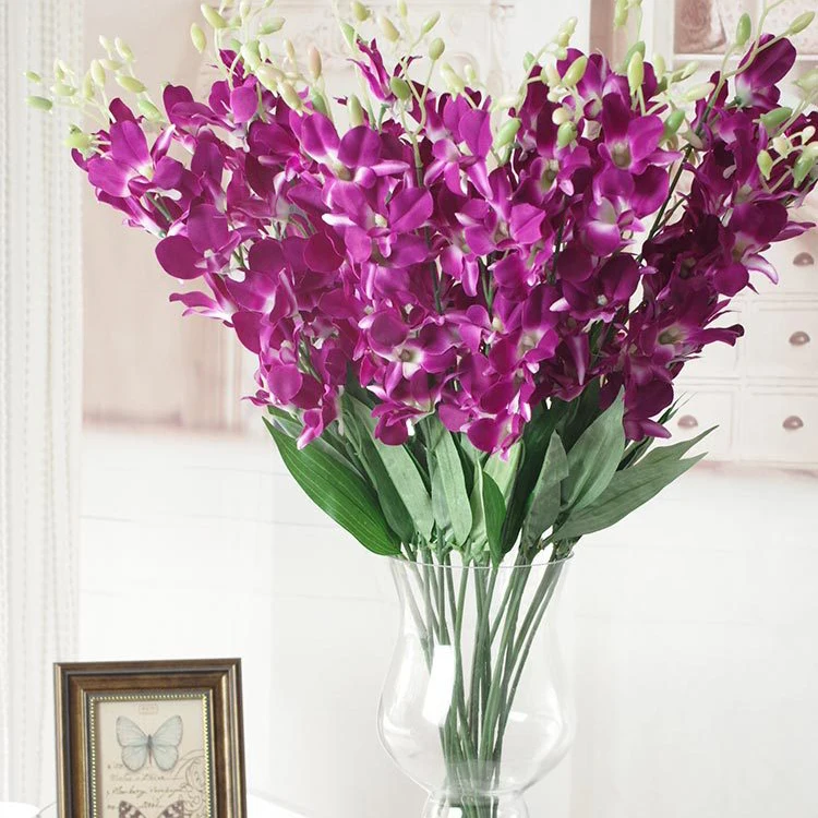 Silk artificial dendrobium orchids for wedding decorations and home decorations