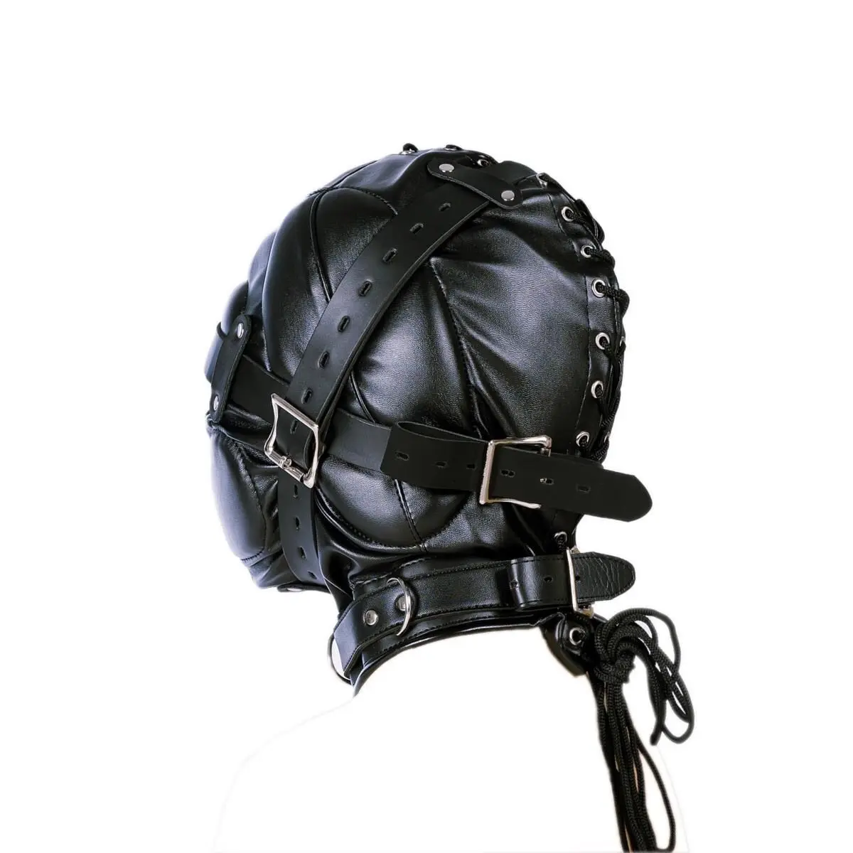 Adult Games Closed Fetish Hood Headgear PU Leather BD Bondage Hood