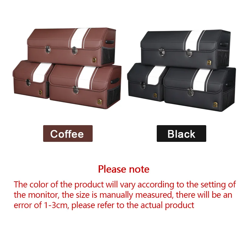 Leather Car Trunk Organizer foldable Cargo Storage Box with Lid and Handles