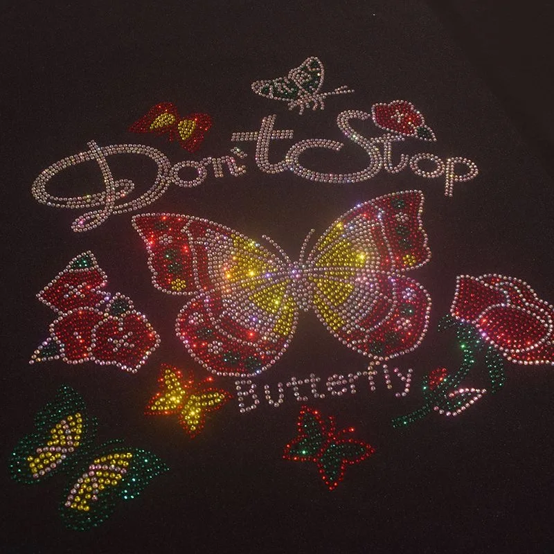 Butterfly hot stamping clothing DIY design hot stamping diamond pattern Rhinestone heat transfer printing design