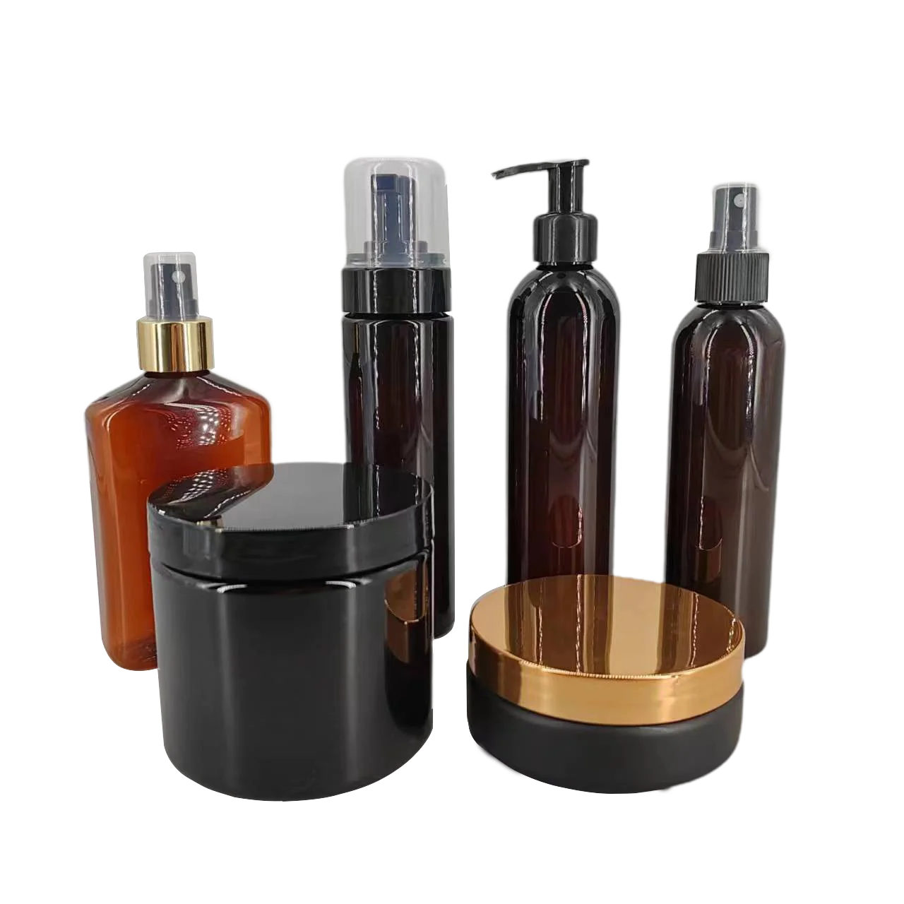 16oz 480ml empty cosmetic cream hair gel food container amber plastic can jar with black screw lid