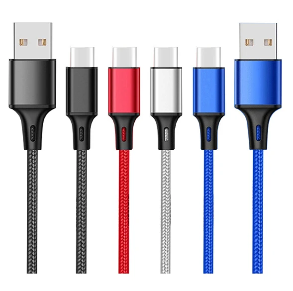 CE Rosh USB Charging Cable 1M 2M 3M 2.1A 2.4A USB Fast Charging Nylon Braided charger Data Cable For iPhone iPad For Apple