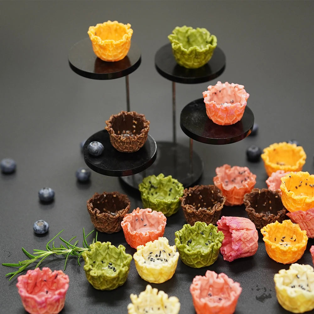 High Quality Wholesale variety of flavors Crispy large flower basket shape DIY Instant frozen tart shell