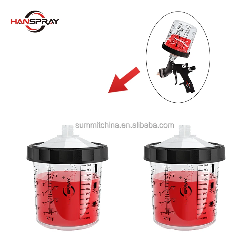 Automotive paint systems with black circle applicable to any spray gun paint cup system