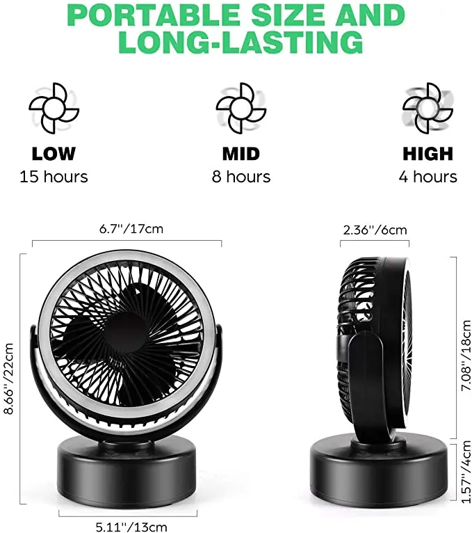 Portable USB Rechargeable Camping Led Fan Lantern For Tent, Hanging Hook Camping Hiking Light with Ceiling Fan