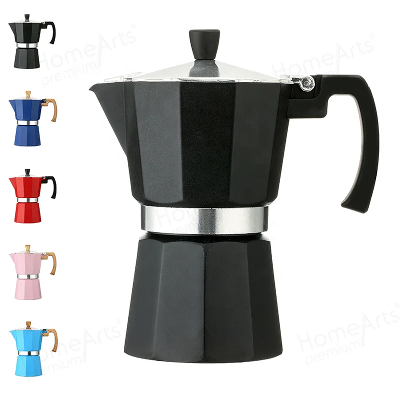 Factory price italian manual stock 3/6 cups aluminum white mocha coffee maker odm moka pot