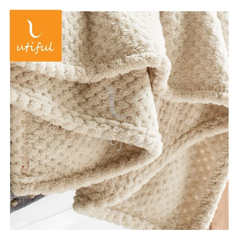 Classic 100% Polyester Solid Popcorn Flannle Waffle Jacquard Fabric