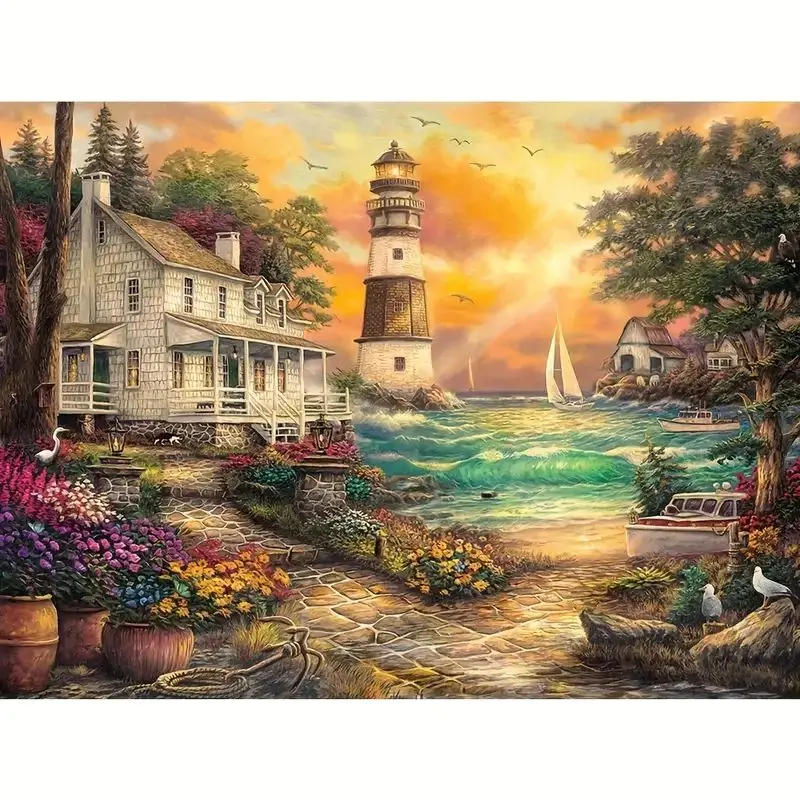 DIY 5D diamond painting factory Seaside lighthouse Wall Art Diamond Painting Embroidery Kits Handmade Home