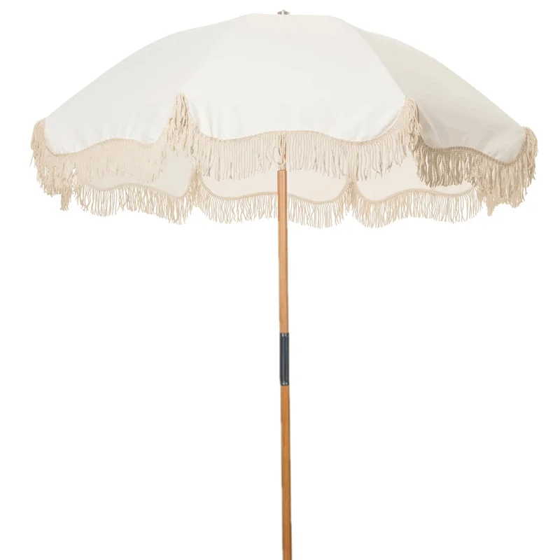 
 200CM real wooden pole tassels beach umbrella with fringe  
