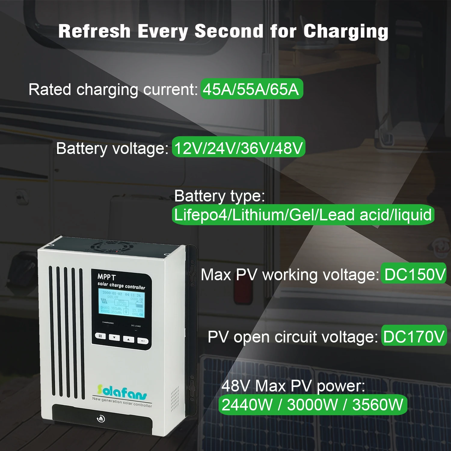 Input Voltage 12/24/36/48 V Dc Available Mppt Smart Solar Charge Controller 45a For Home Off-grid Charging System